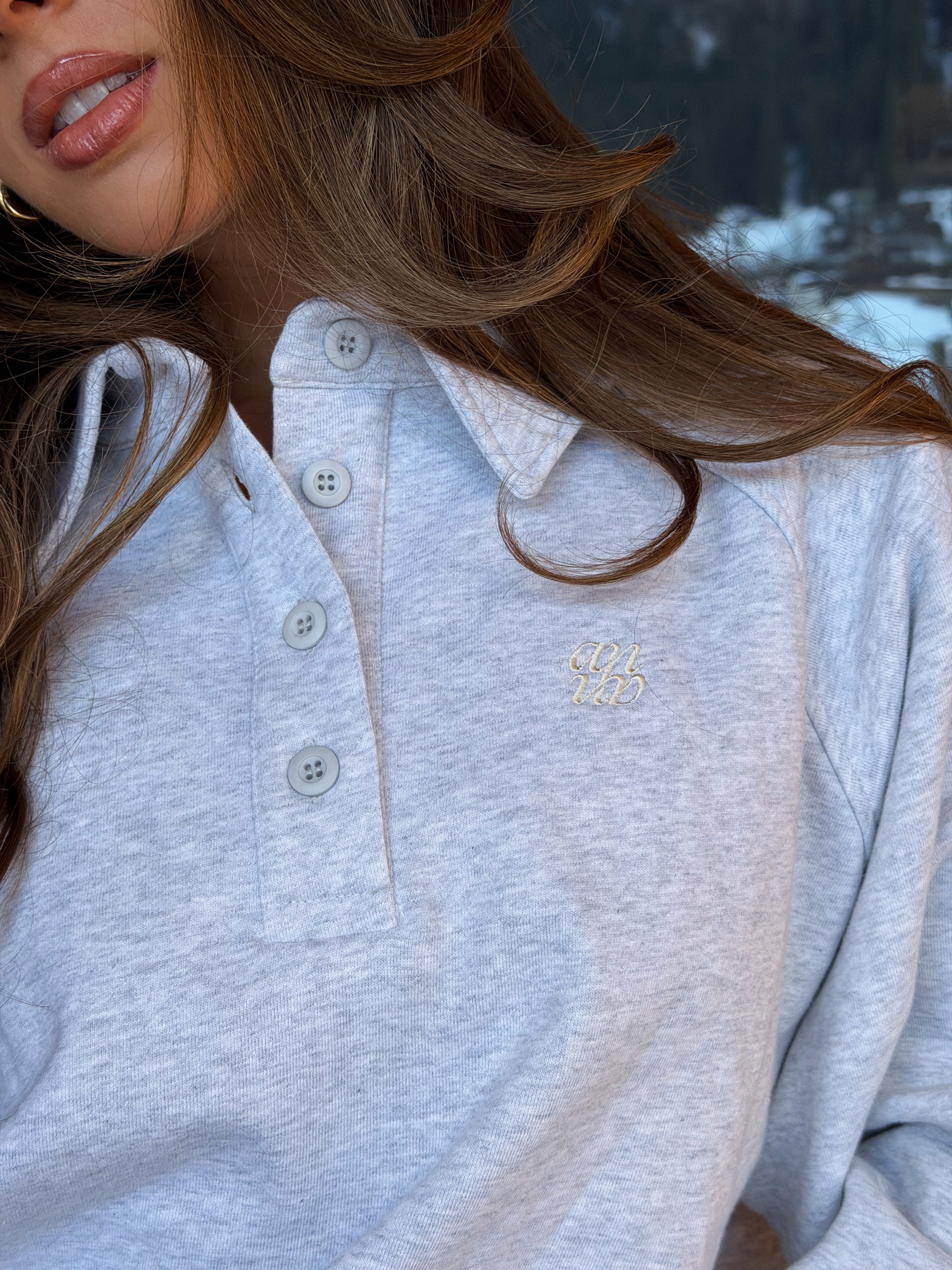 Oversized Polo Sweater Arlo grey